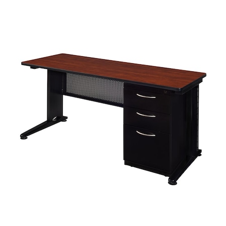 Fusion Fusion Single Pedestal Desks, 30 D X 29 H, 66 W X Wood, Metal MSP6630CH